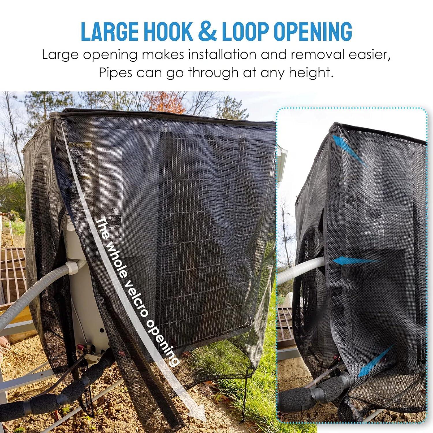 Air Conditioner Cover for Outside Units, 32'' x 32'' x 36" Full Mesh with 600D Detachable Waterproof Top, All Seasons Outdoor Central AC Protector Against Leaves, Weeds, Cottonwood and Debris