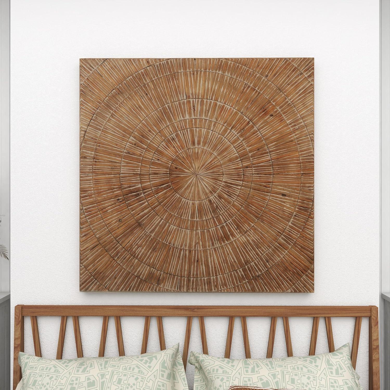 Wood Starburst Handmade Radial Wall Decor Brown - Olivia & May: Coastal Style, Abstract Art