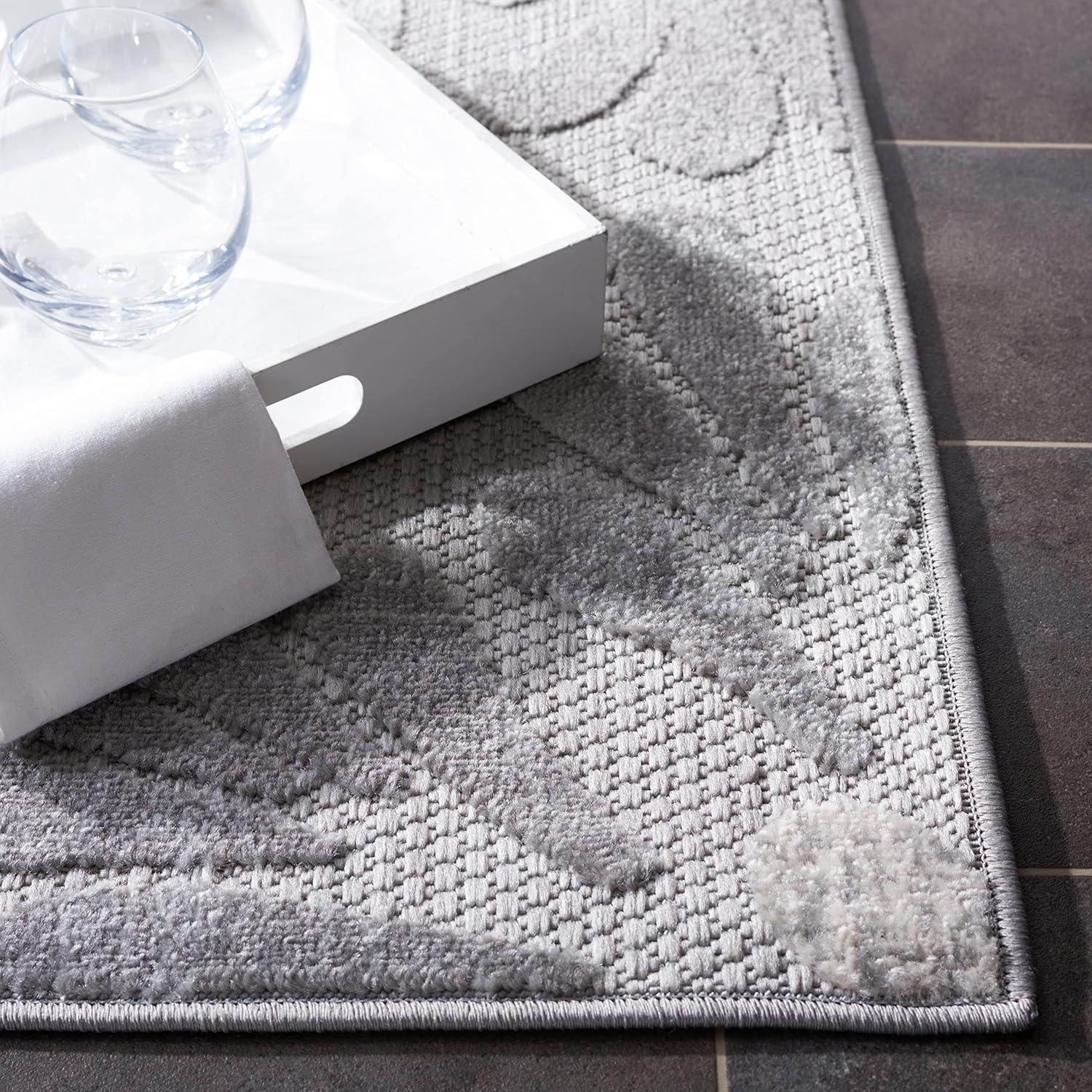 Cabana CBN800 Power Loomed Indoor/Outdoor Runner Rug - Grey/Blue - 2'x8' - Safavieh