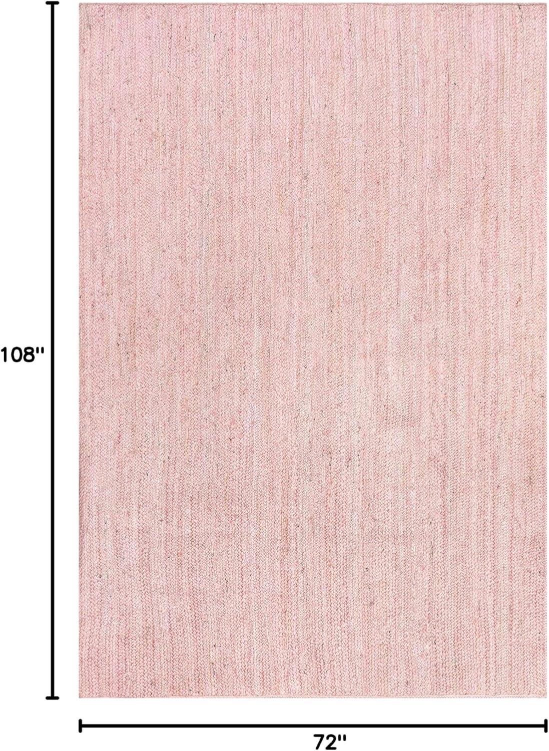 nuLOOM 6x9 Rigo Jute Hand Woven Area Rug, Pink, Solid Farmhouse Design, Natural Fiber, For Bedroom, Living Room, Dining Room, Hallway, Office, Kitchen, Entryway