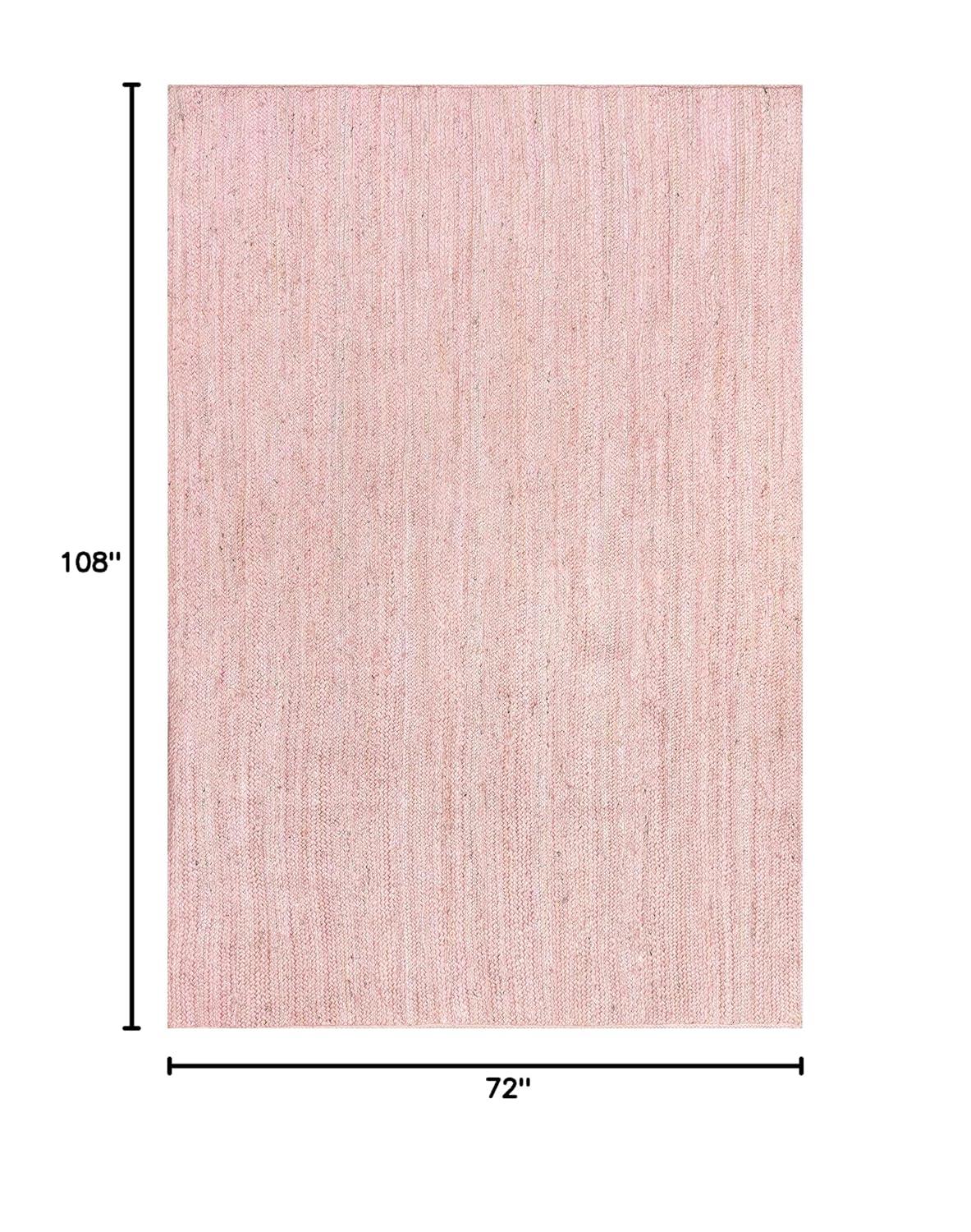 nuLOOM 6x9 Rigo Jute Hand Woven Area Rug, Pink, Solid Farmhouse Design, Natural Fiber, For Bedroom, Living Room, Dining Room, Hallway, Office, Kitchen, Entryway