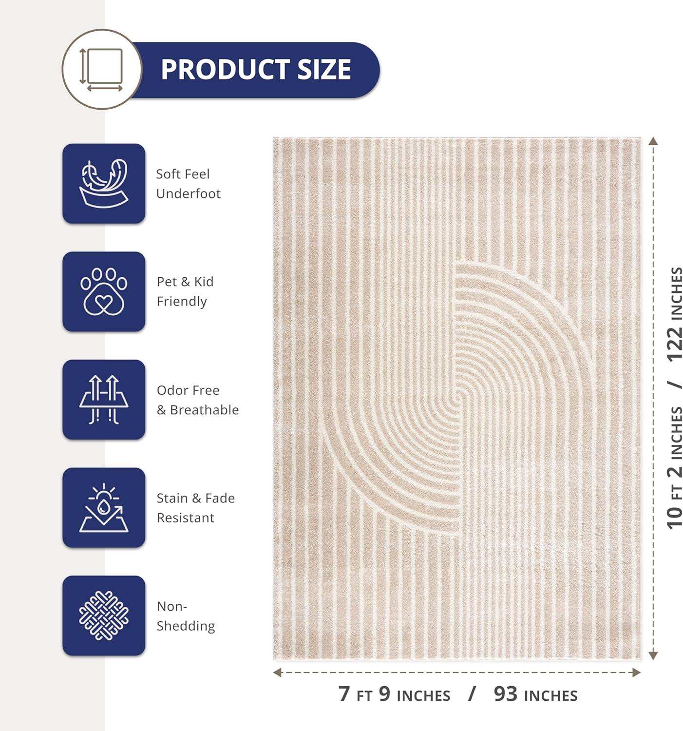 Ivory Abstract Knot 8' x 10' Synthetic Easy-Care Area Rug