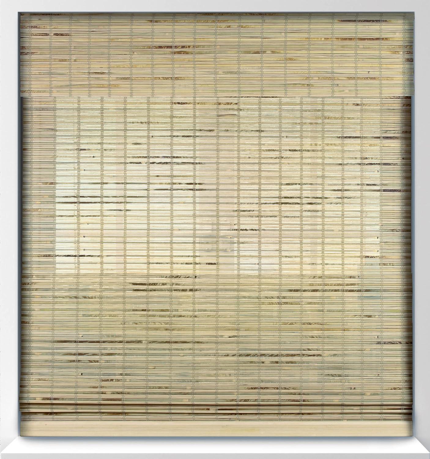 Arlo Blinds Cordless Petite Rustique Bamboo Roman Shades Blinds - Size: 33"W x 74"H, Light Filtering