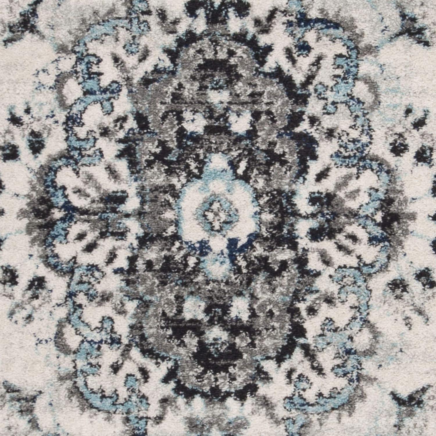 SAFAVIEH Madison Haven Floral Bordered Area Rug, Light Grey/Blue, 5'3" x 7'6"