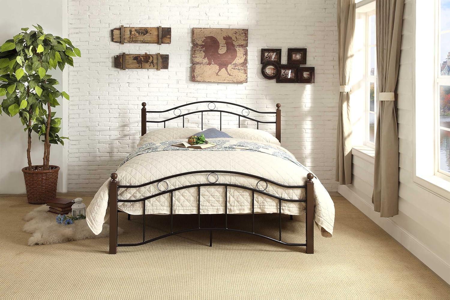 Weston Home Lexicon Averny Traditional Metal Frame Full Platform Bed in Black