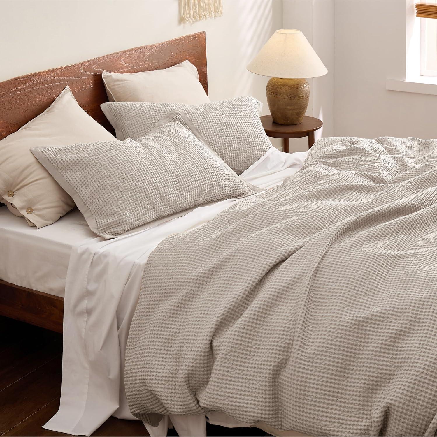 Bedsure Bedsure Cotton Duvet Cover Set - 100% Cotton Waffle Weave Coconut Duvet Cover