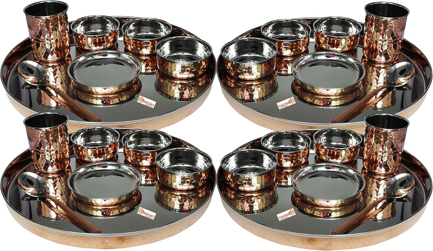 28-Piece Copper and Stainless Steel Round Dinnerware Set