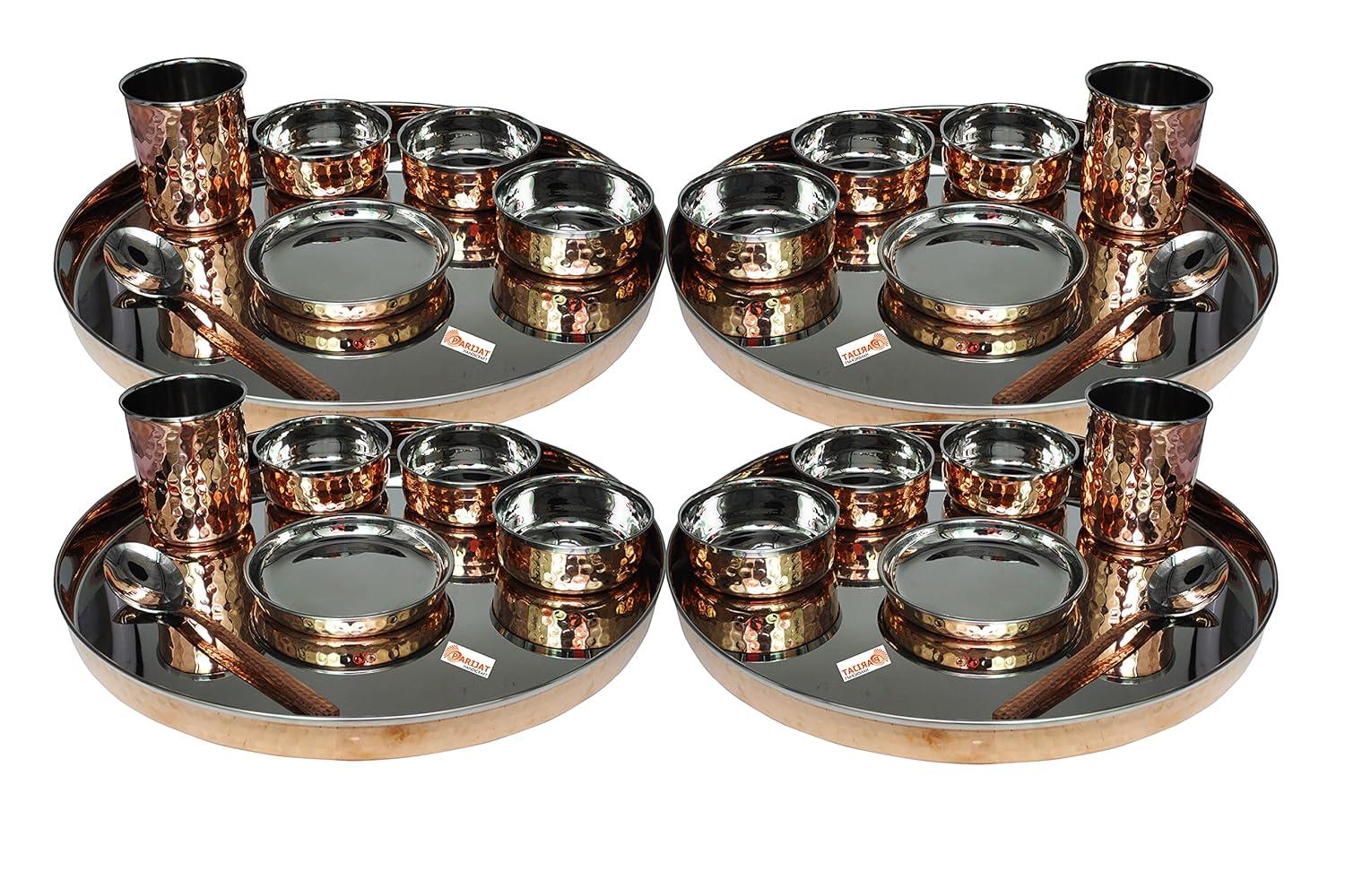 28-Piece Copper and Stainless Steel Round Dinnerware Set