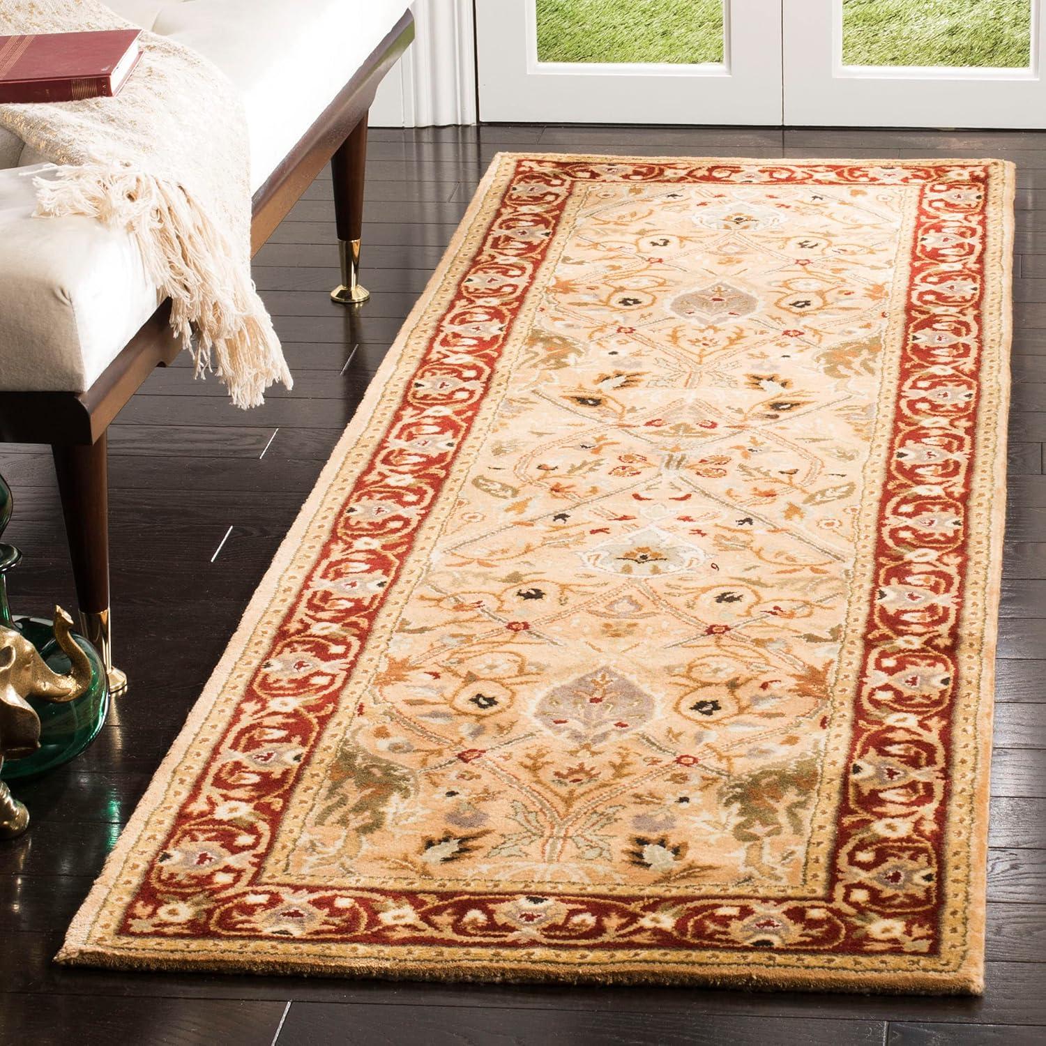 SAFAVIEH Persian Legend Amy Floral Bordered Wool Runner Rug, Ivory/Rust, 2'6" x 8'