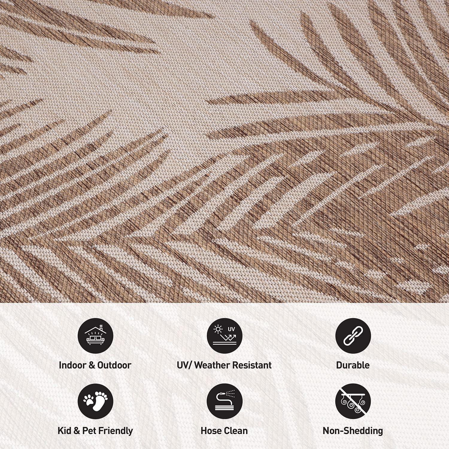 World Rug Gallery Contemporary Distressed Leaves Textured Flat Weave Indoor/Outdoor Area Rug - BROWN 7'10"X10'