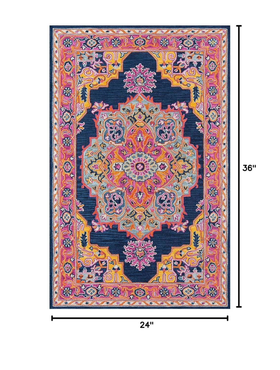 Momeni Traditional Rectangle Area Rug, Navy, 2' X 3'