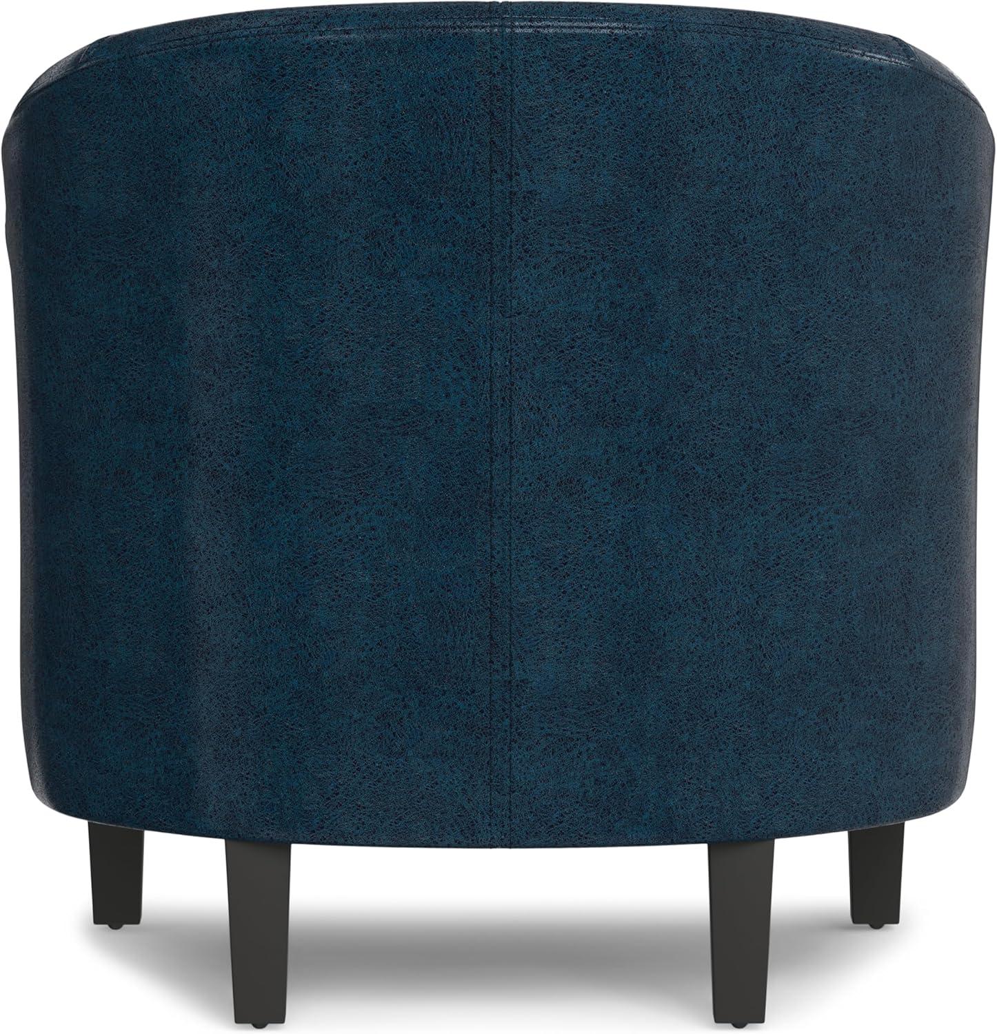 Simpli Home Austin 30" Contemporary Tub Chair in Dark Blue Faux Leather