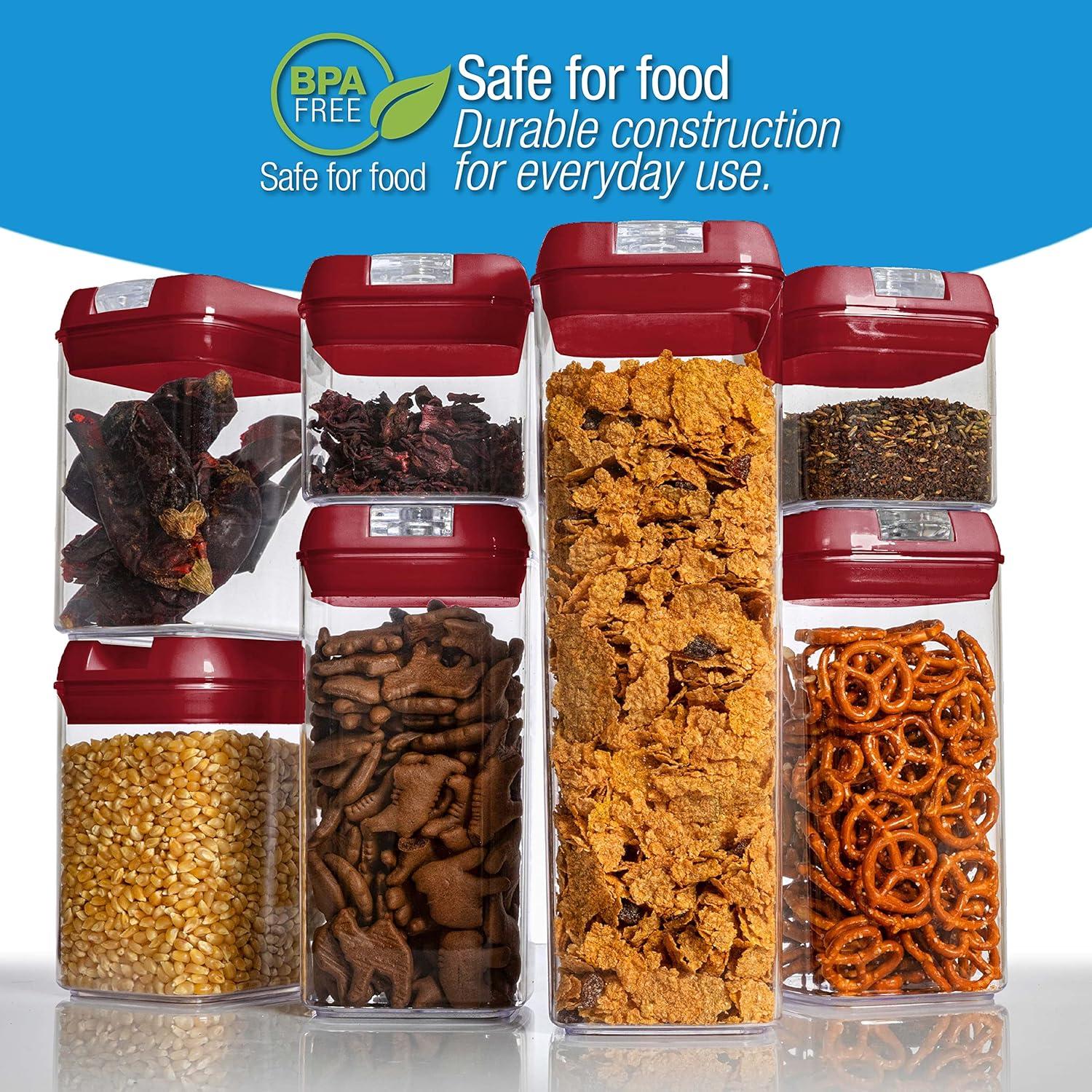 Cheer Collection Airtight Food Storage Containers, Set of 7 (Red)