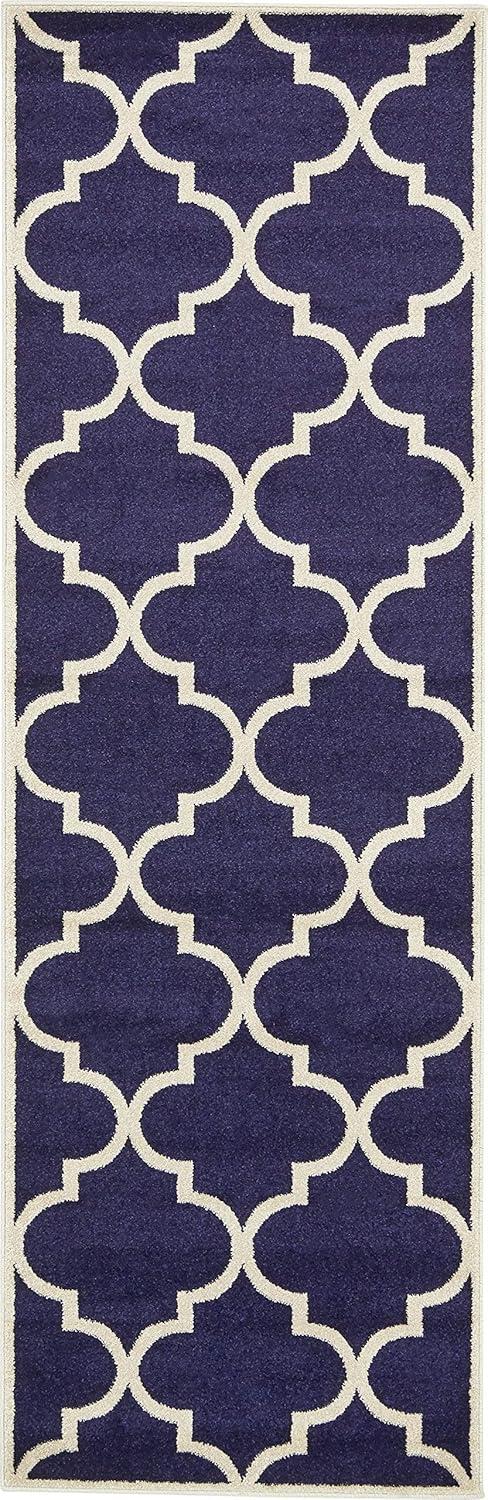Unique Loom 2' 0 x 8' 0 Runner Navy Blue Trellis Austin Area Rug