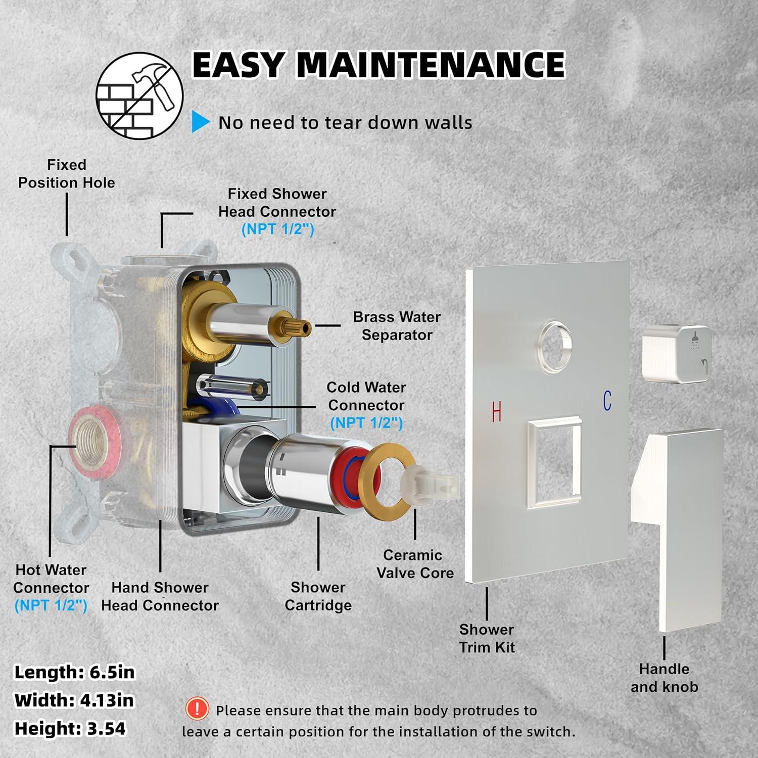 Zovajonia Shower System 12 Inches Shower Faucet Set, Rain Shower Head with Handheld Spray Bathroom Wall Mount Shower Fixtures Brushed Nickel