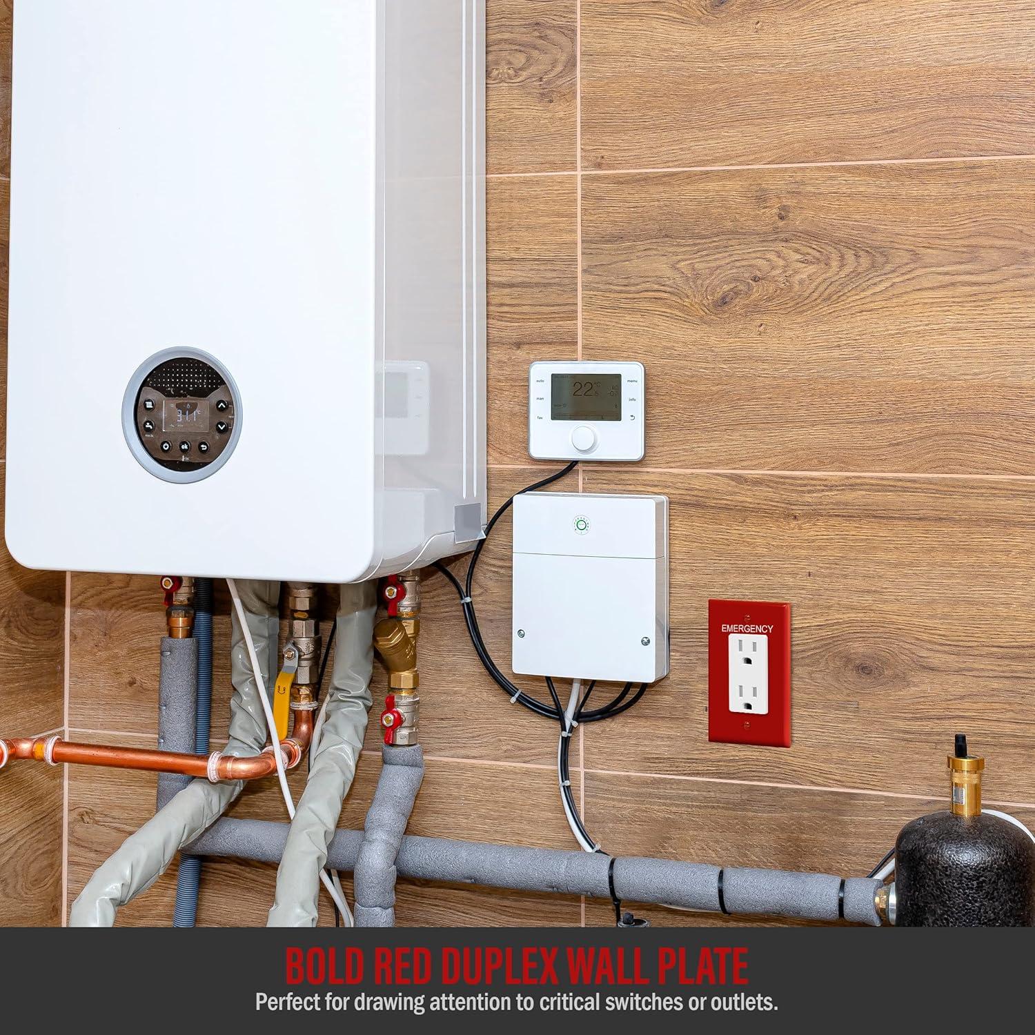 Red Polycarbonate Emergency Label Mid-Size Wall Plate