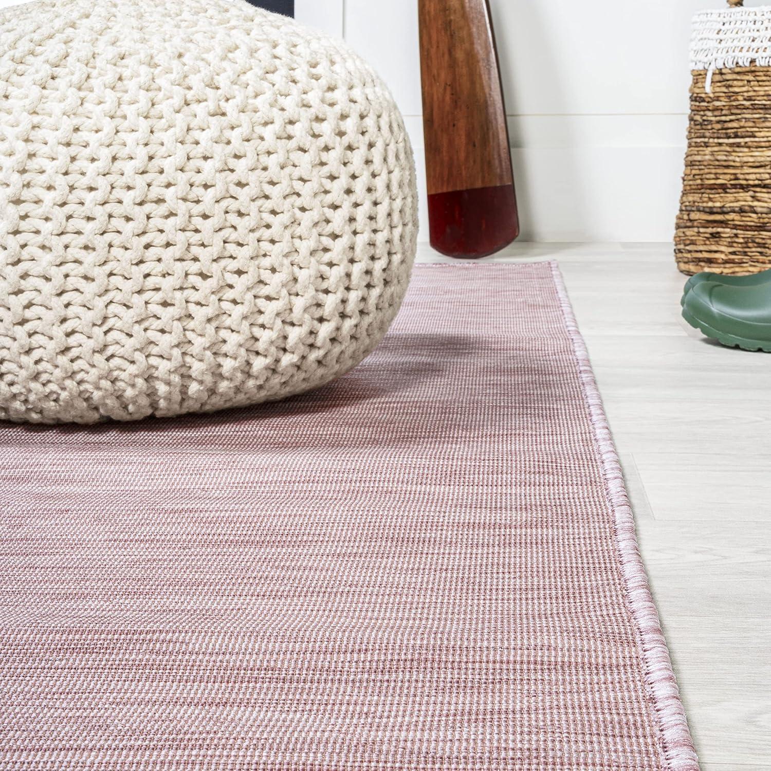 9'x12' Ethan Modern Flatweave Solid  Area Rug, Pink - JONATHAN Y