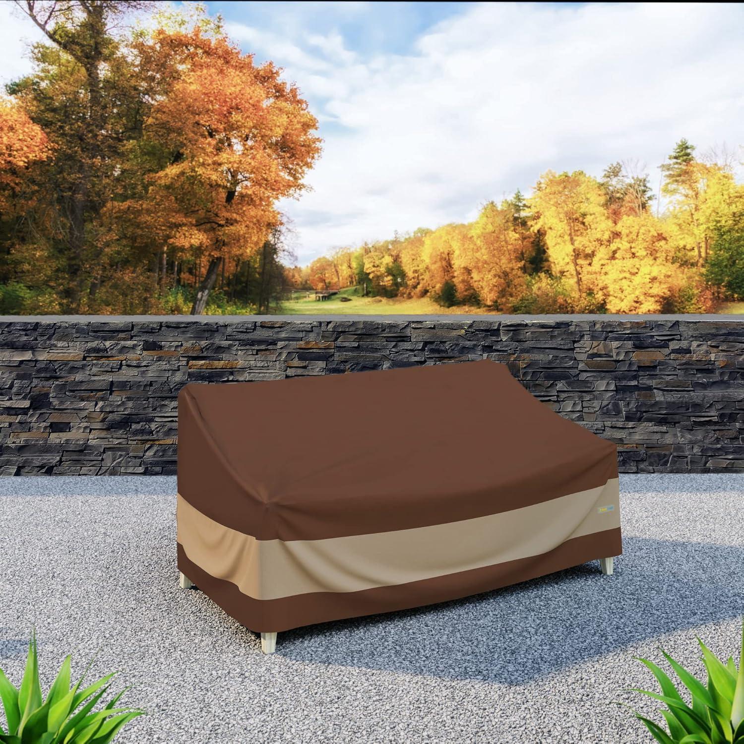 Mocha Cappuccino Waterproof Patio Loveseat Cover, 62" x 38" x 35"