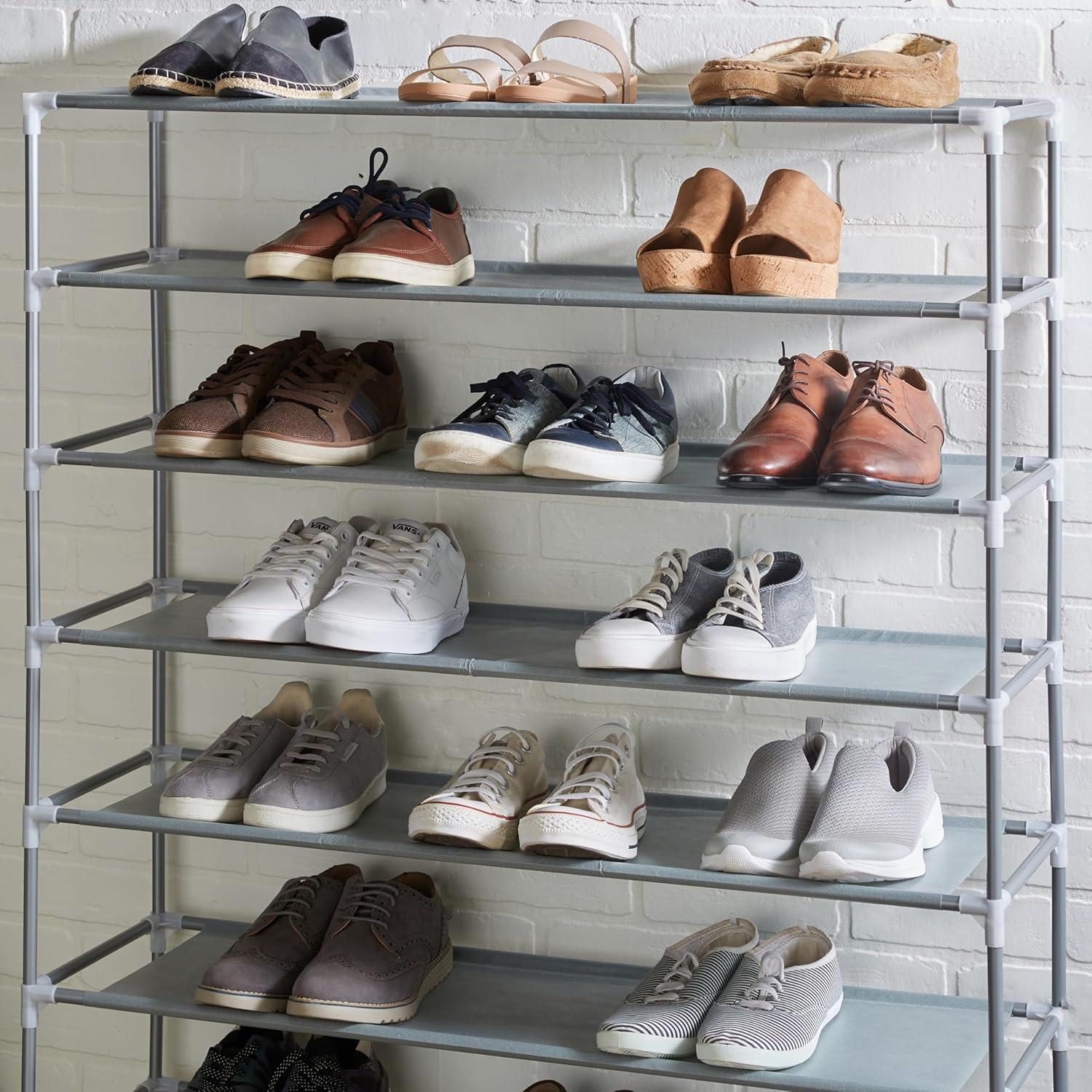 Simplify 10-Tier 50 Pair Shoe Rack, Grey