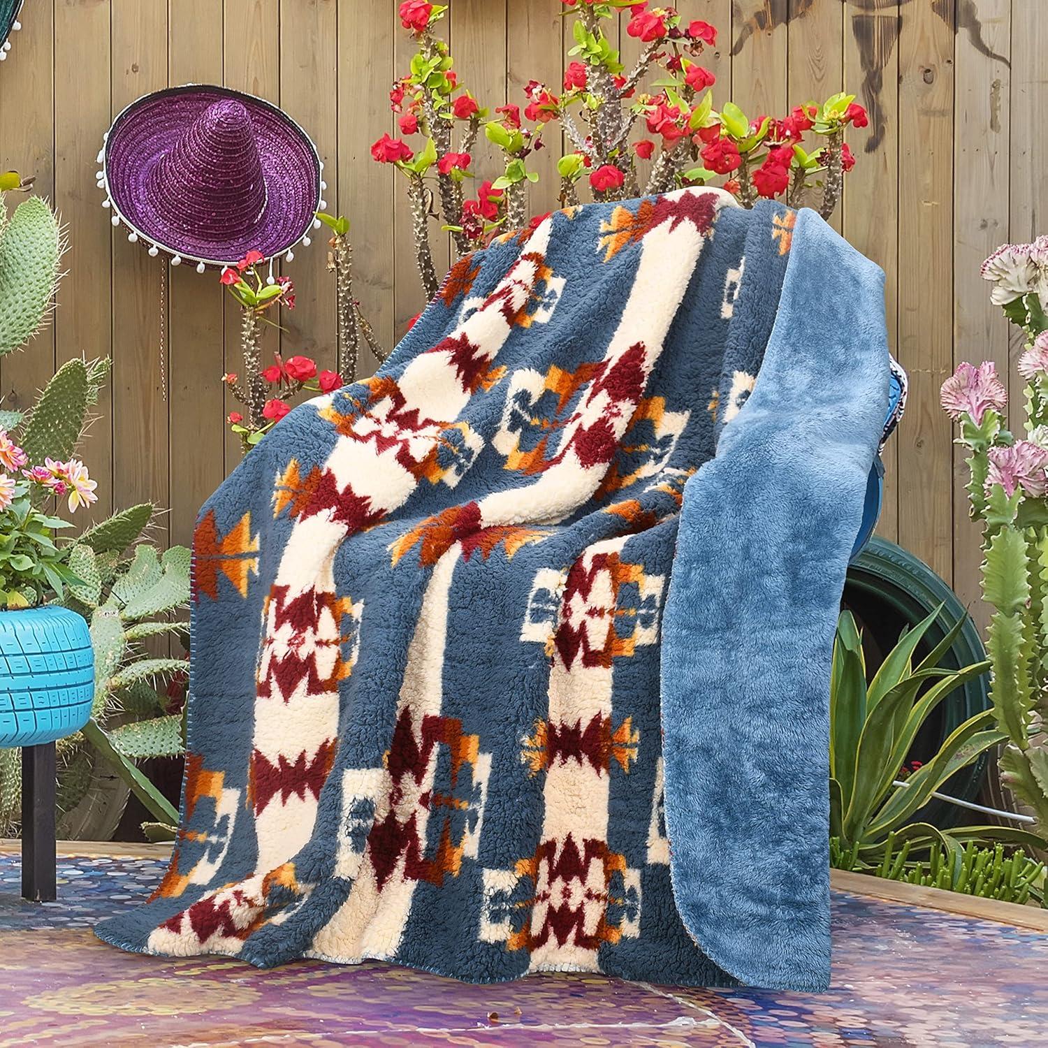 Catalonia Southwest Throw Blanket, Aztec Blanket for Couch or Room Decor, Reversible Comfy Fluffy Blanket, Gift Blanket, 50 x 60 inches