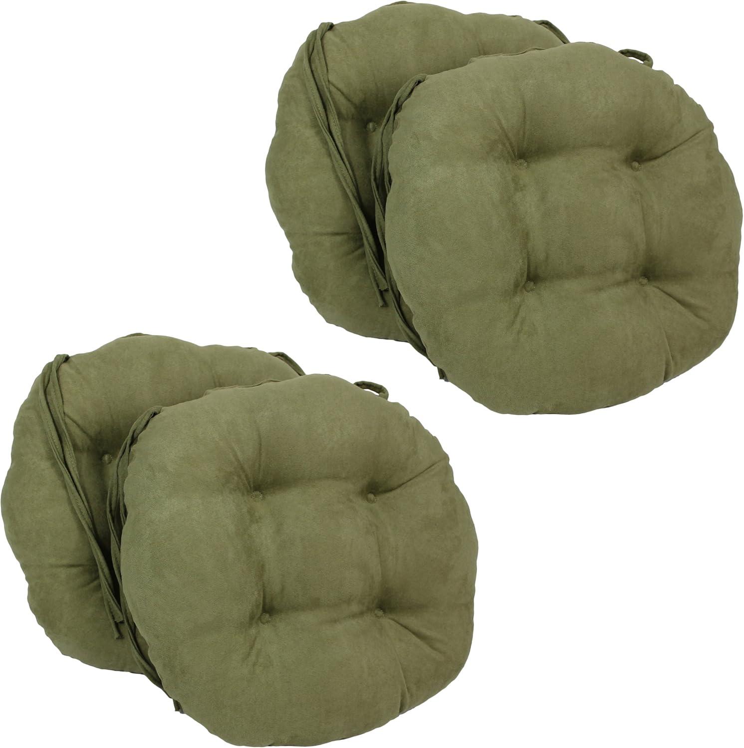 Blazing Needles 16-inch Solid Micro Suede Round Tufted Chair Cushions (Set of 4)