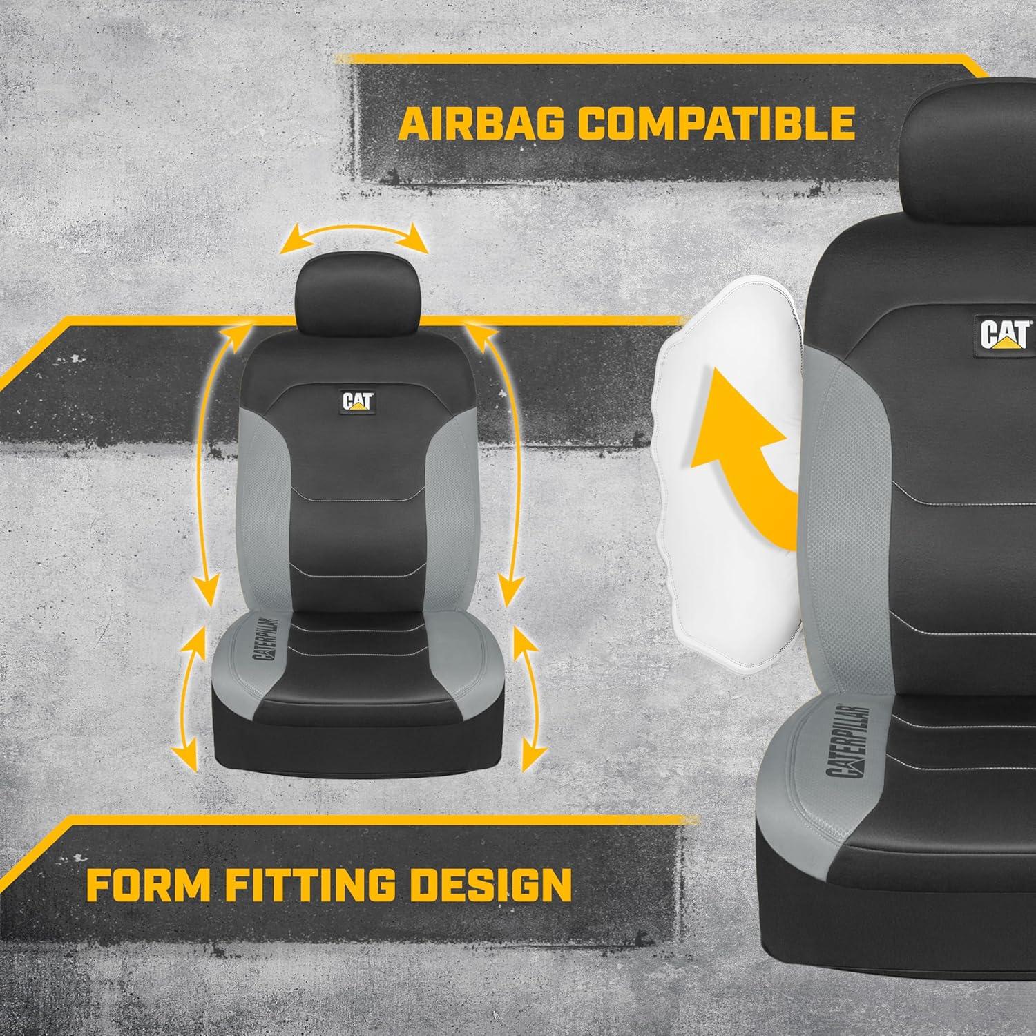 Universal Fit Black and Gray Poly-Cotton Automotive Seat Covers