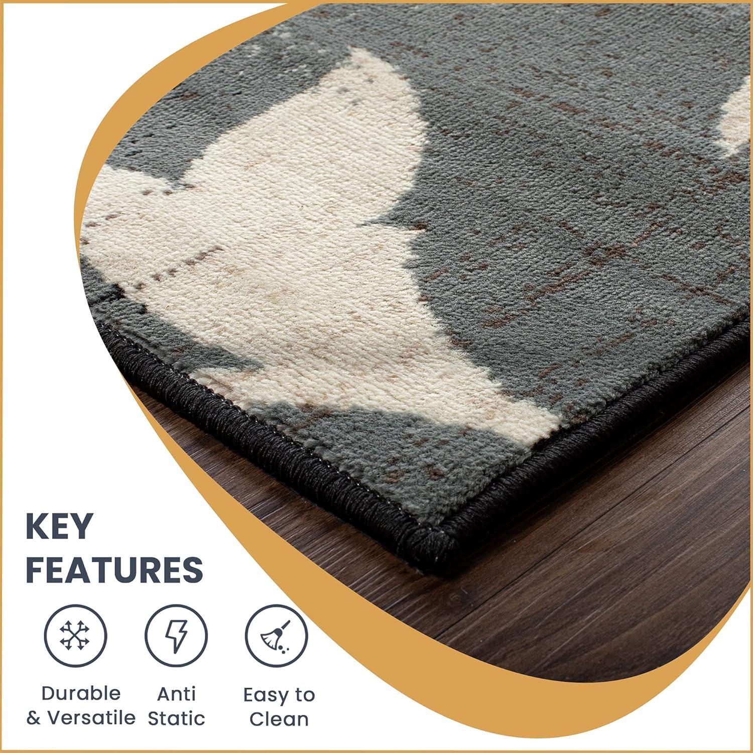 Superior Indoor Area Rug, Jute Backed, Perfect for Office, Living/Dining Room, Bedroom, Kitchen, Hallway, Entryway, Floor, Modern Floral Patchwork Decor, Pastiche Collection, 4' x 6', Beige