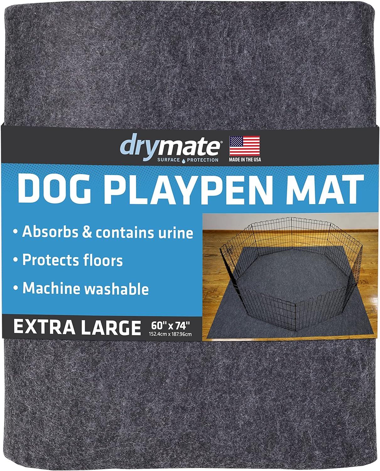 Drymate 60" x 74" Playpen Mat for Cats and Dogs - Charcoal