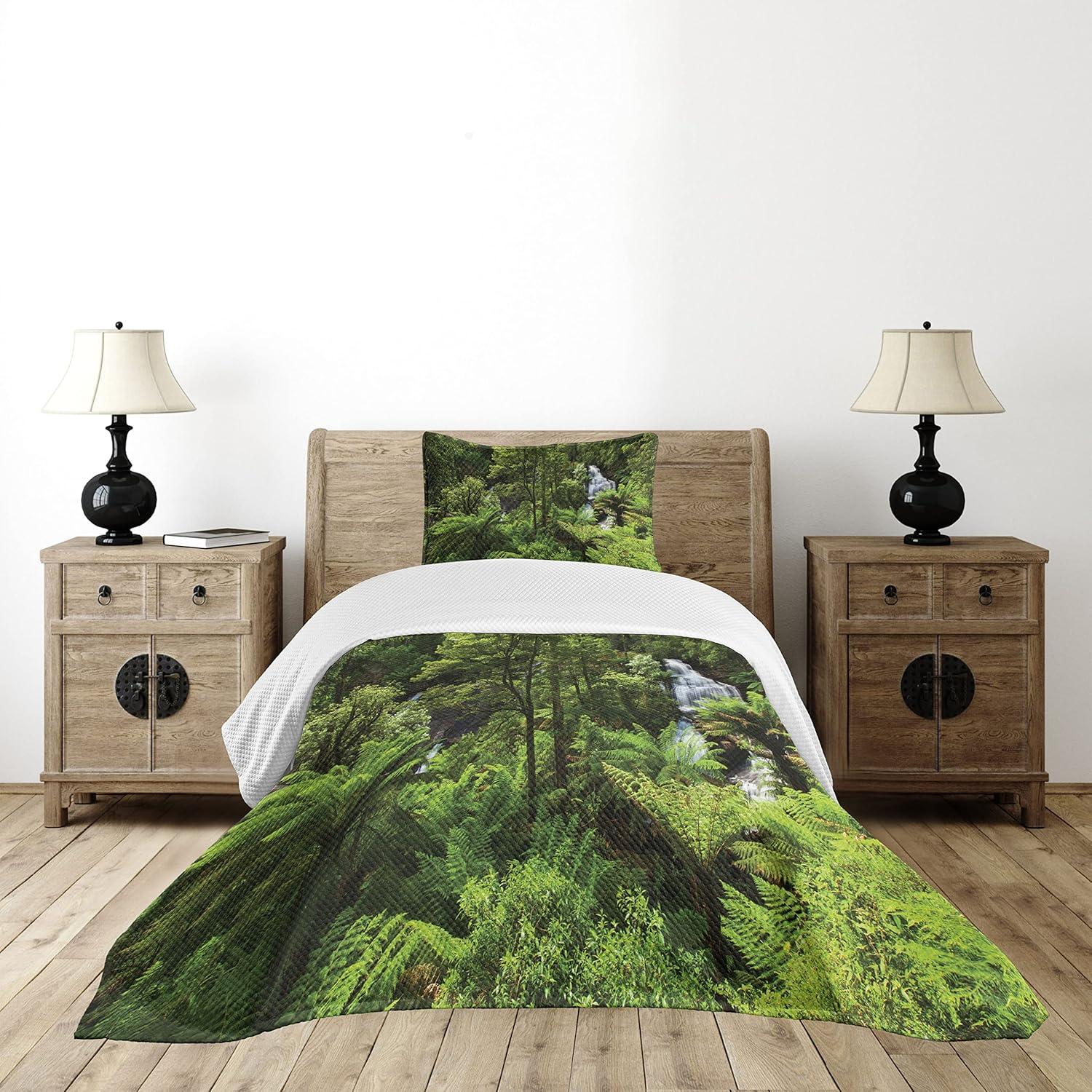 Ambesonne Tropical Bedspread Rainforest