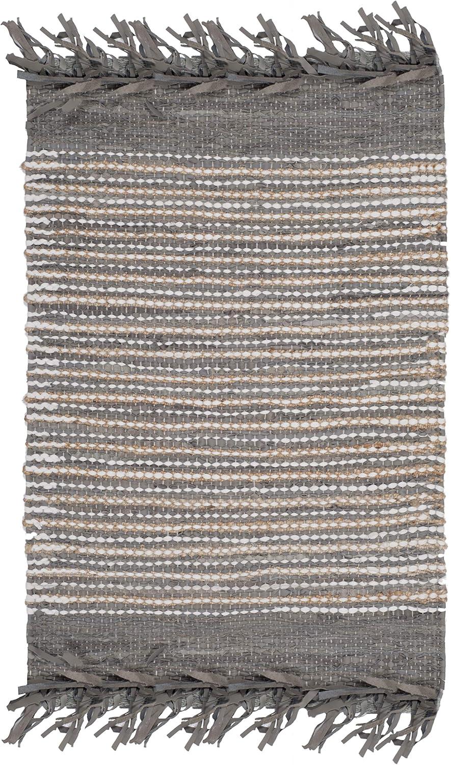 Vintage Leather VTL373 Hand Woven Indoor Accent Rug - Grey/Multi - 2'3"x4' - Safavieh.