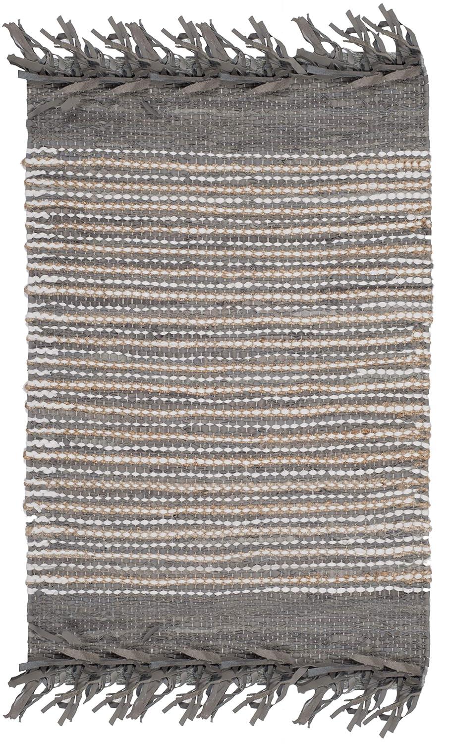 Vintage Leather VTL373 Hand Woven Indoor Accent Rug - Grey/Multi - 2'3"x4' - Safavieh.