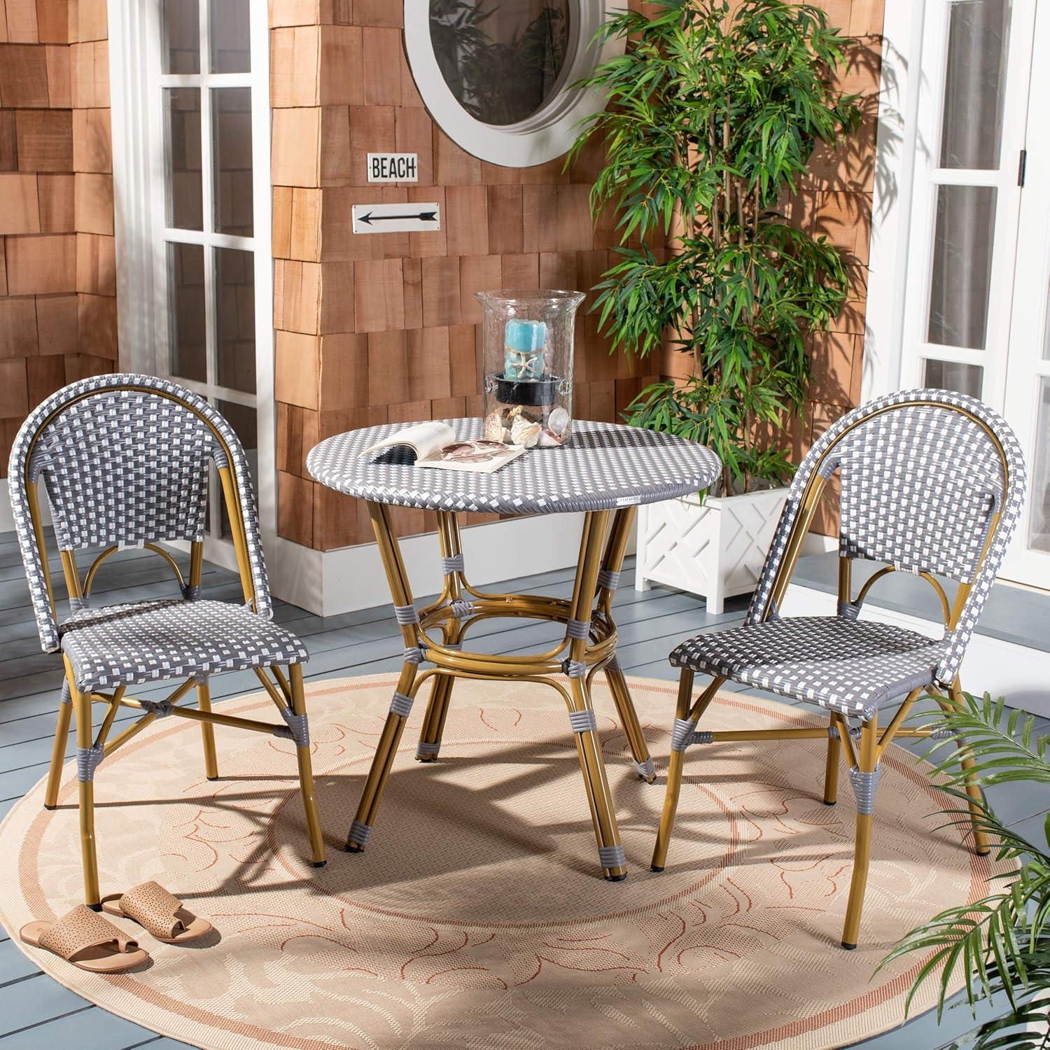 Salcha Side Chair (Set Of 2) - Indoor/Outdoor - FOX5210 - Gray/White - Safavieh