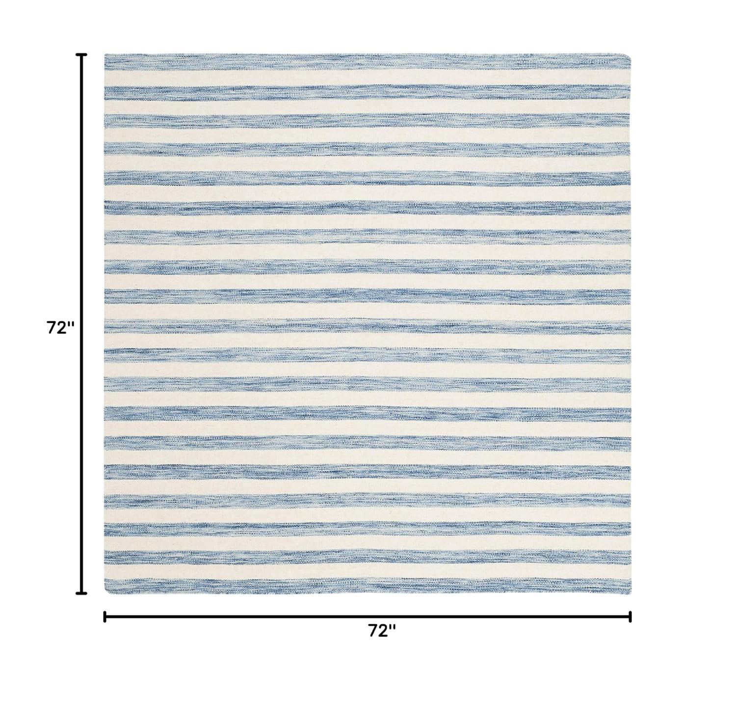 Dhurries DHU575 Hand Woven Flat Weave Area Rug Blue / Ivory 6' X 6'  - Safavieh.