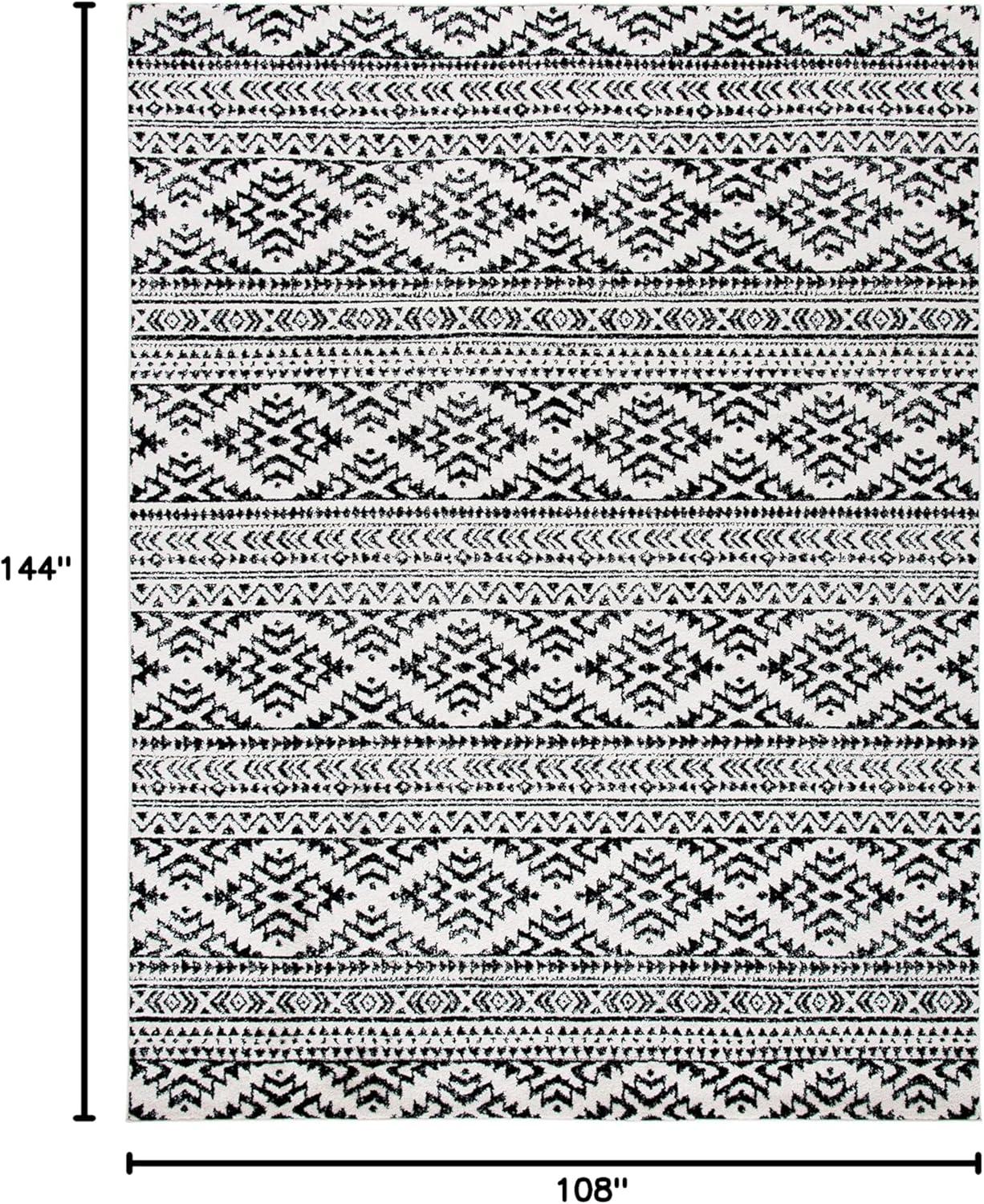 SAFAVIEH Tulum Lakisha Distressed Southwestern Area Rug, 9' x 12', Ivory/Black