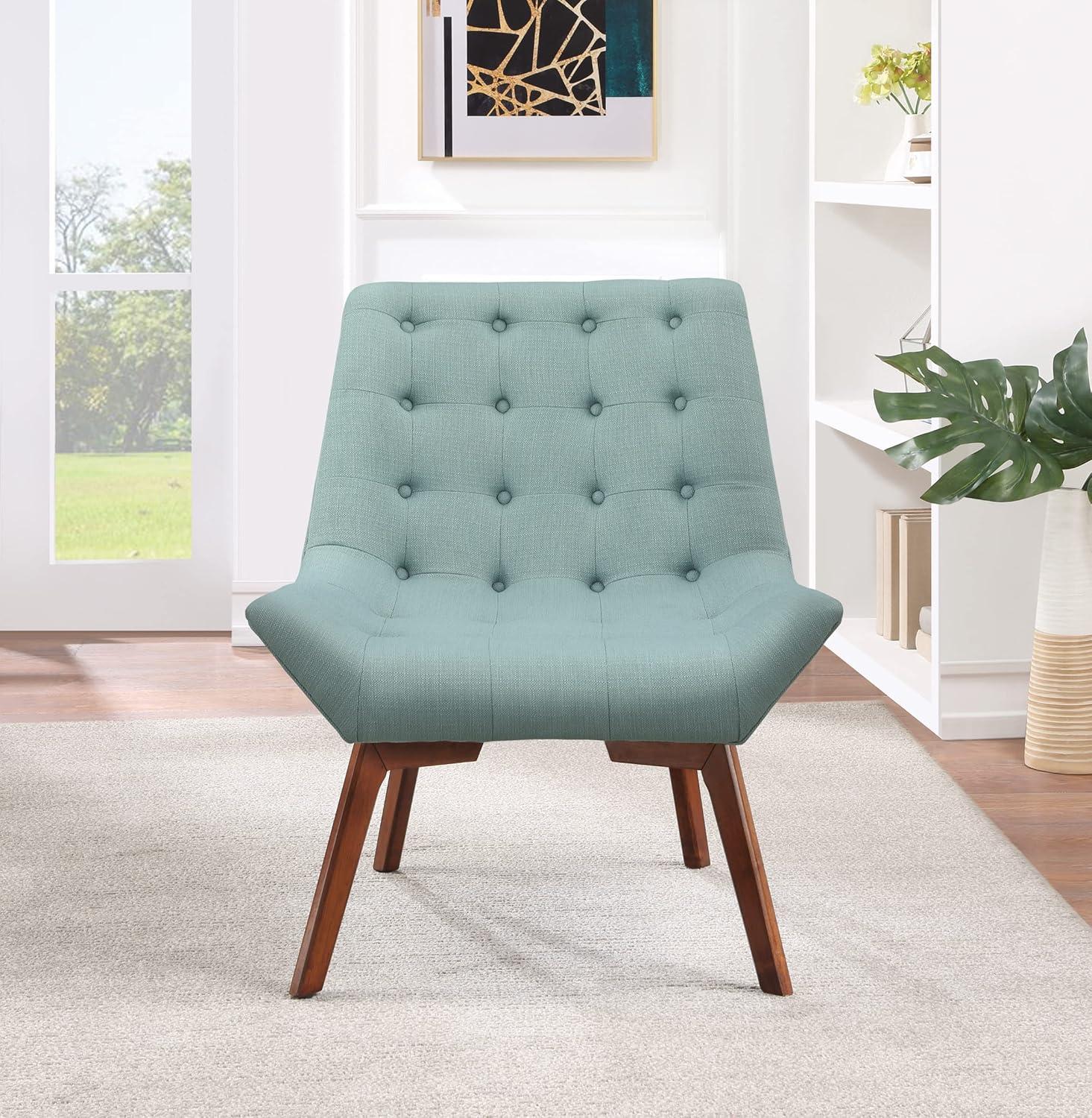 OSP Home Furnishings Shelly Tufted Chair in Sea Fabric with Coffee Legs K/D