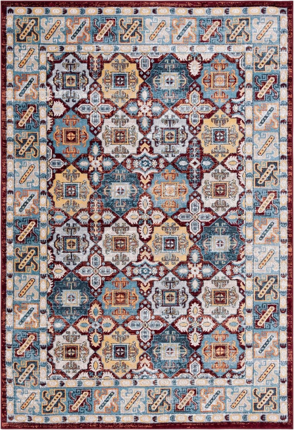 Bayside BAY102 Power Loomed Area Rug - Blue/Red - 5'3"x7'6" - Safavieh.