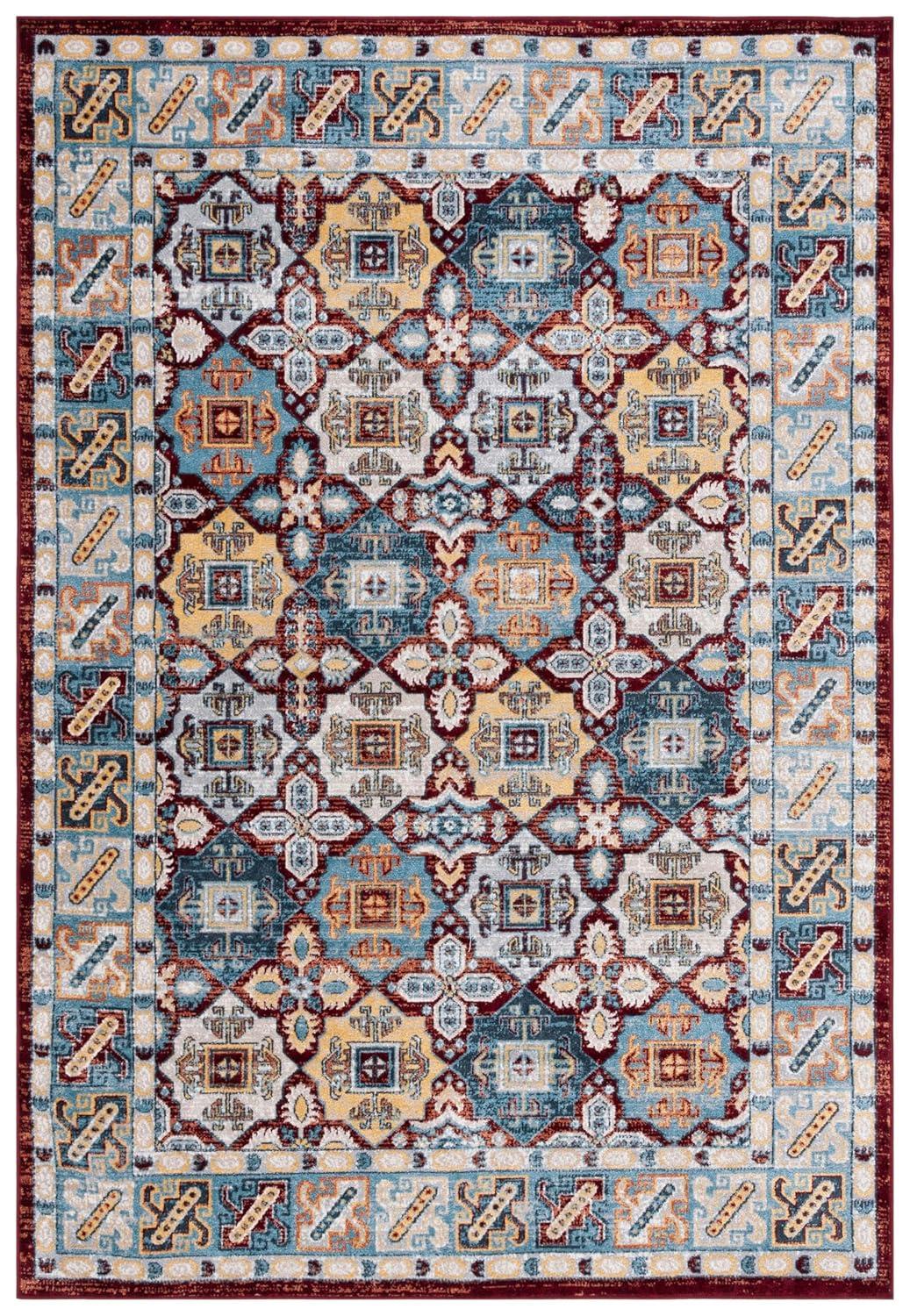 Bayside BAY102 Power Loomed Area Rug - Blue/Red - 5'3"x7'6" - Safavieh.