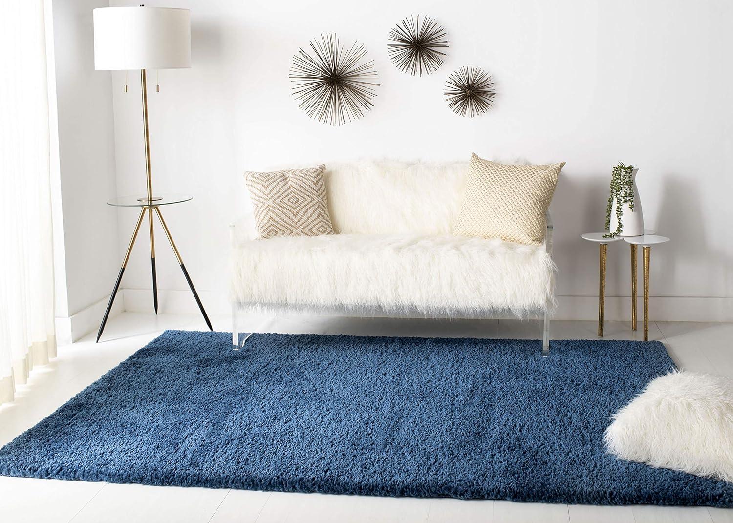 August Shag 900 AUG900 Power Loomed Indoor Area Rug - Navy - 5'3"x7'6" - Safavieh
