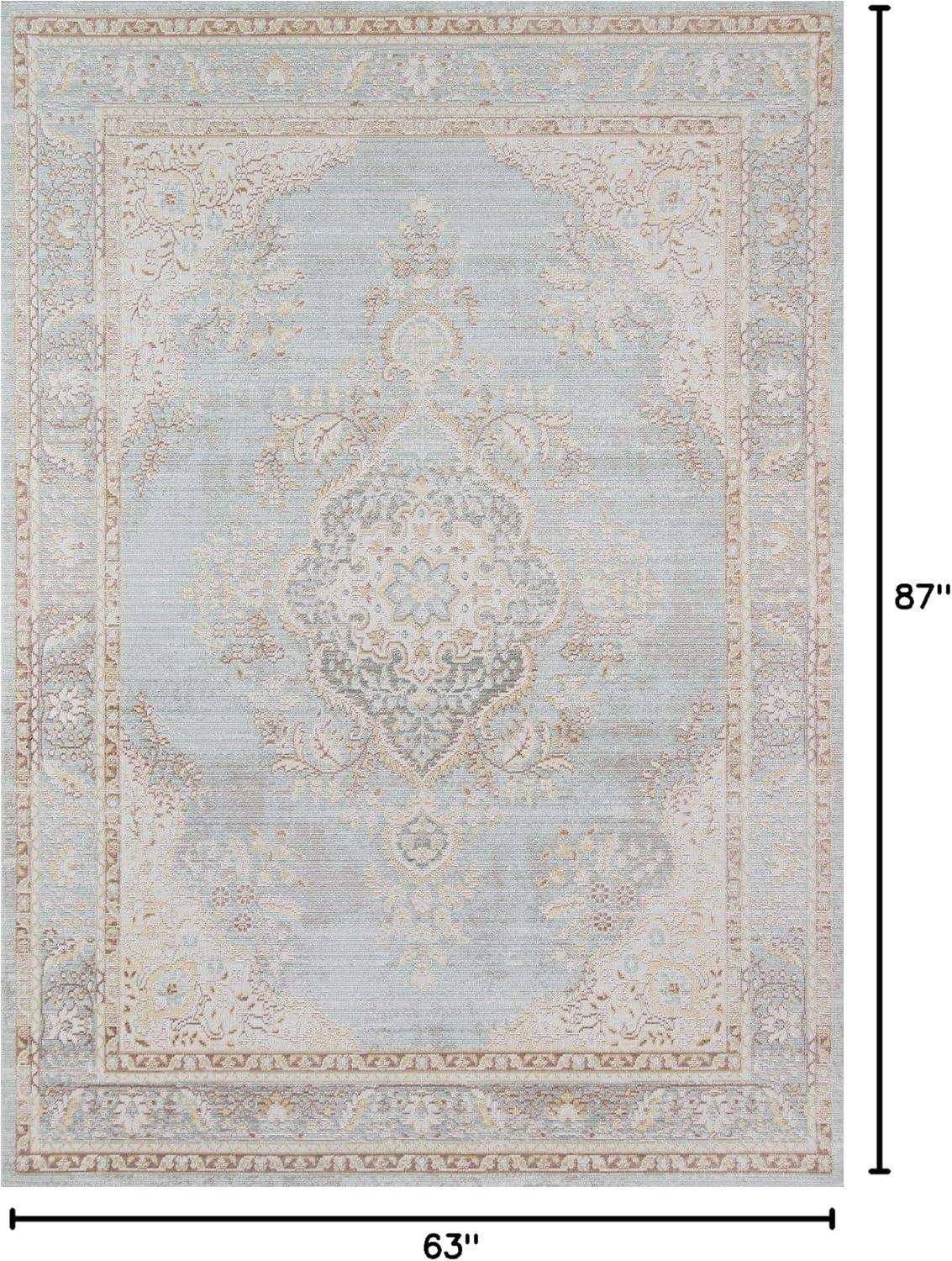 Momeni 5'3"x7'3" Isabella Kimora Machine Loomed Area Rug Blue: Classic Medallion Pattern, Low Pile, Indoor Use