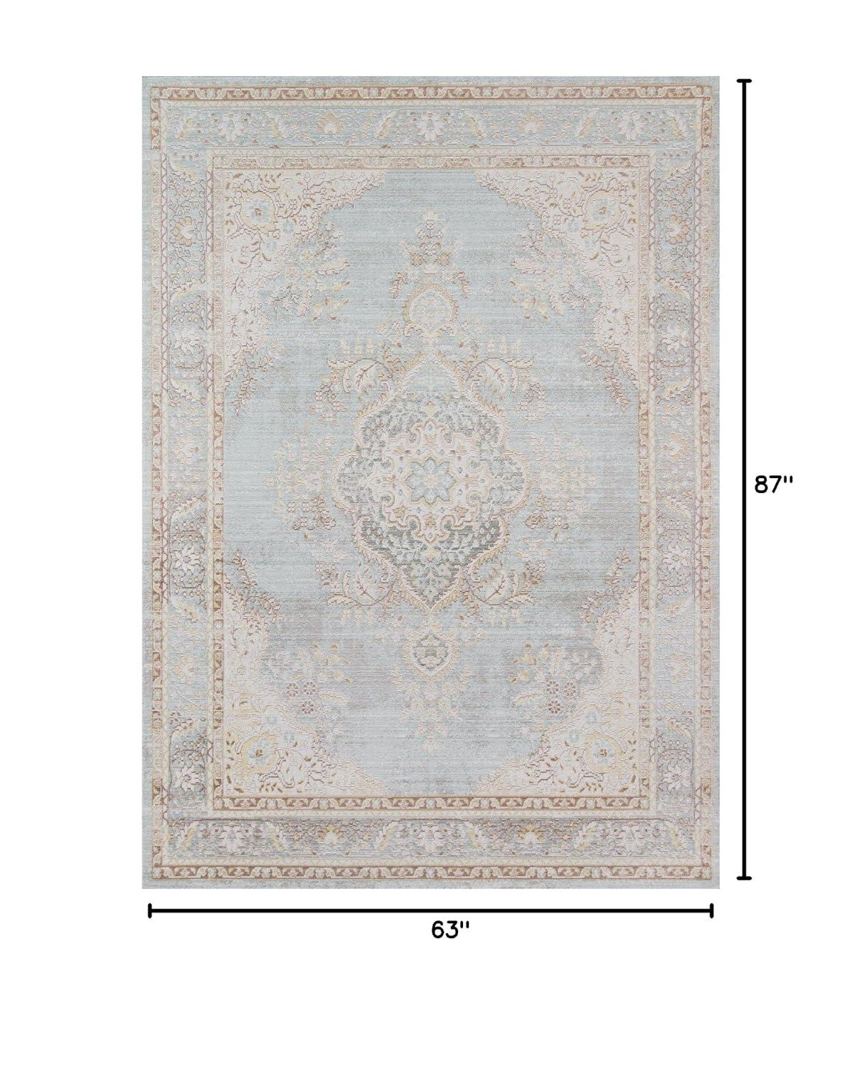 Momeni 5'3"x7'3" Isabella Kimora Machine Loomed Area Rug Blue: Classic Medallion Pattern, Low Pile, Indoor Use