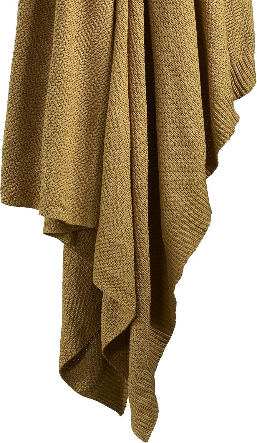 HiEnd Accents Cotton Cable Knit Solid Color Classic Chic Modern Rustic Throw Blanket