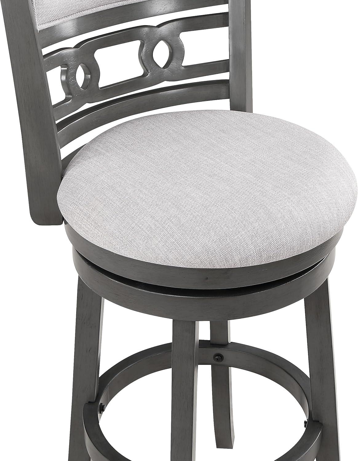 New Classic Furniture, Gia 29" Solid Wood Swivel Bar Stool with Fabric Seat in Gray, Gray