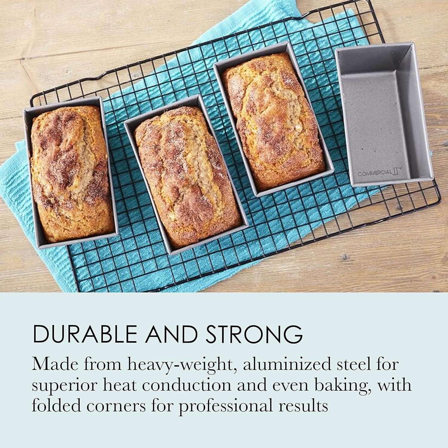 Set of 4 Gray Non-Stick Mini Aluminum Loaf Pans