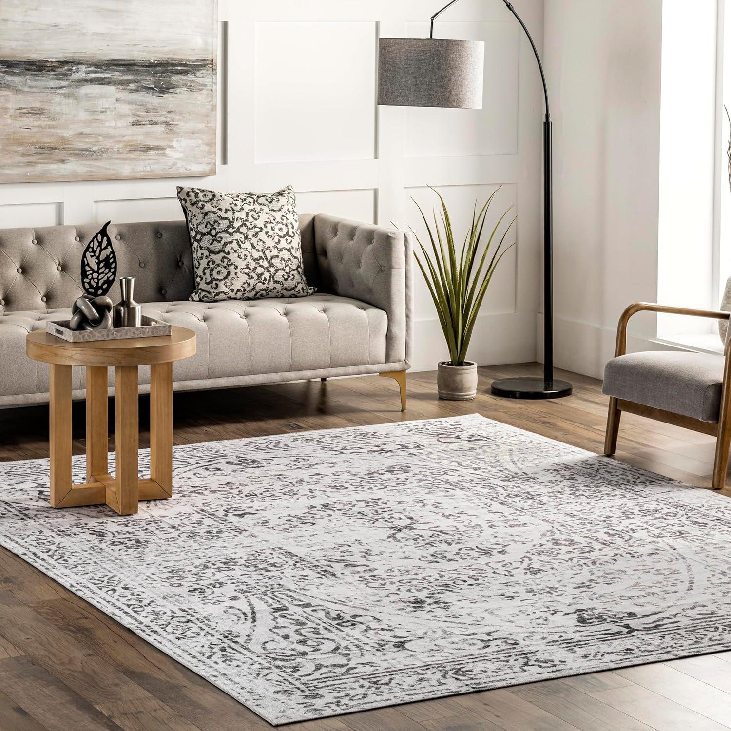 Nuloom Bess Persian Vintage Pet Friendly Machine Washable Area Rug, 4' x 6', Ivory