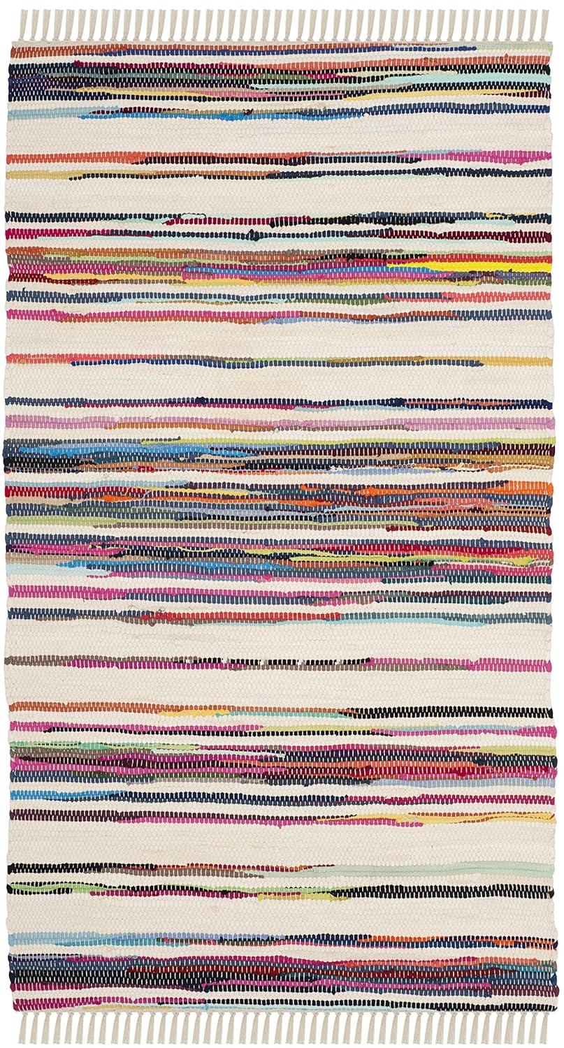 Rag Rug RAR126 Hand Woven Indoor Accent Rug - Ivory/Multi - 2'x3' - Safavieh.