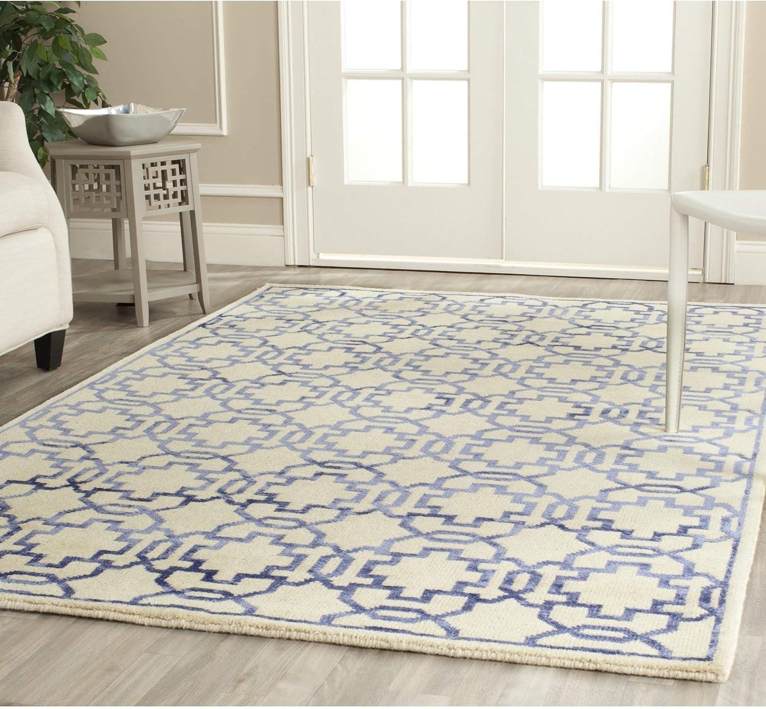 Mosaic Hand Knotted Wool And Viscose Geometric Rug