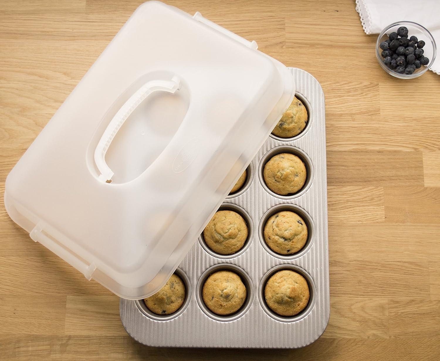 White Non-stick 12 Cup Muffin Pan with Lid