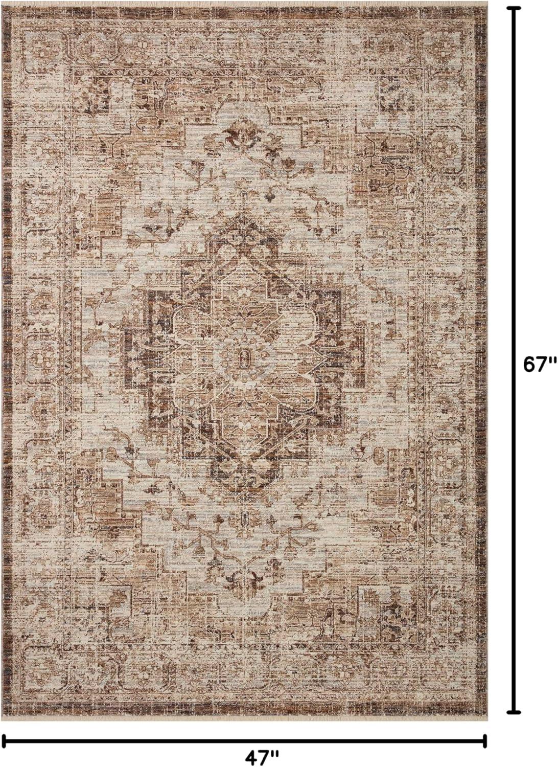Loloi Rugs Sorrento Oriental Machine Made Power Loom Polyester Area Rug in Beige/Brown