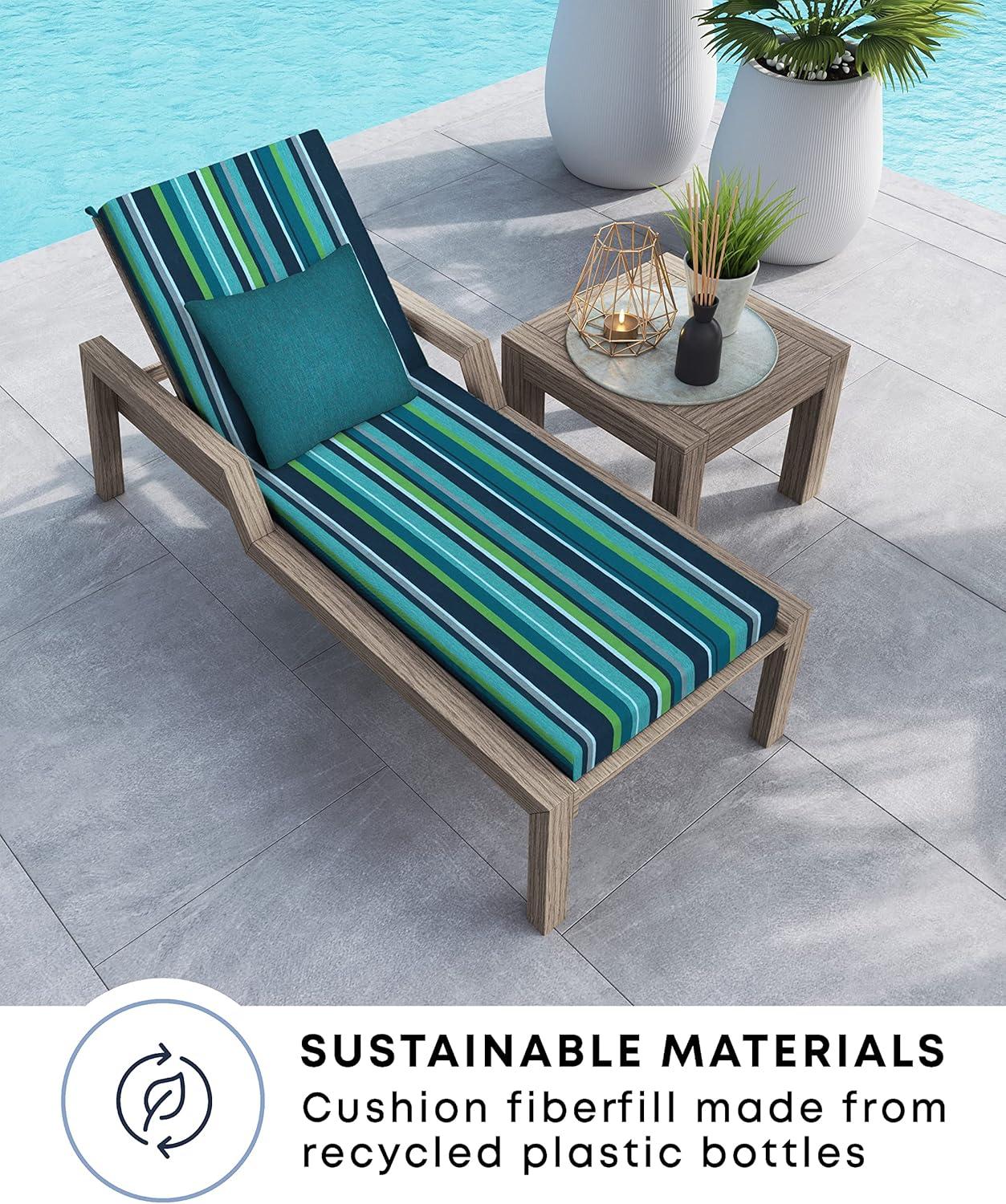 Honeycomb Outdoor Chaise Lounge Cushion - Stripe Poolside
