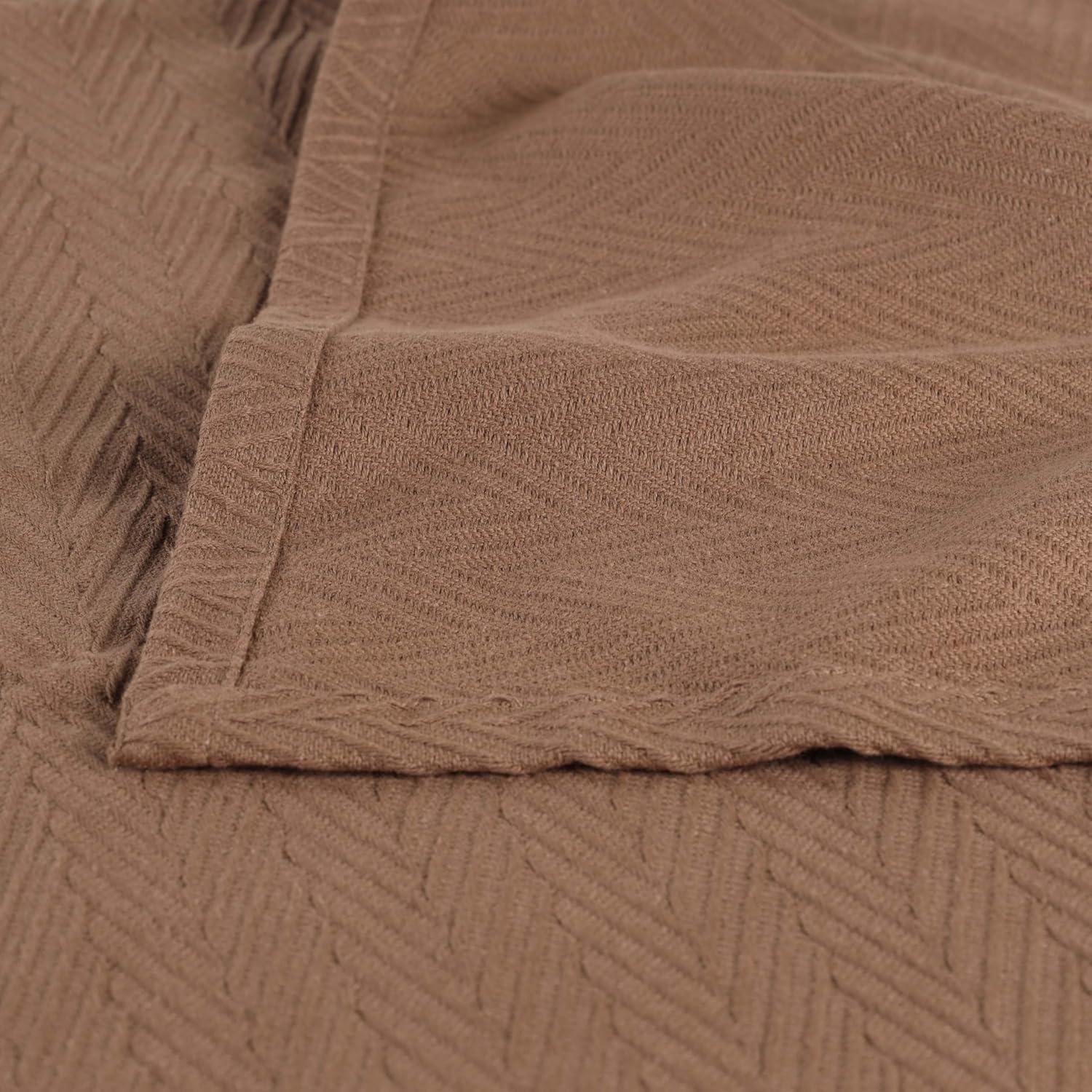 Superior Dobbyweave Knit Cotton Blanket, All Season Bed Blanket, Full/Queen 88" x 100", Taupe